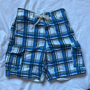 Panama Jack Blue and White Swim Trunks with Adjustable Waistband